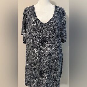 J Jill Floral V-Neck Top - Size 2X